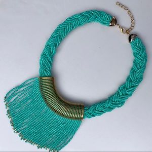 💙💚 Turquoise Gold Fringe Statement Choker Trend